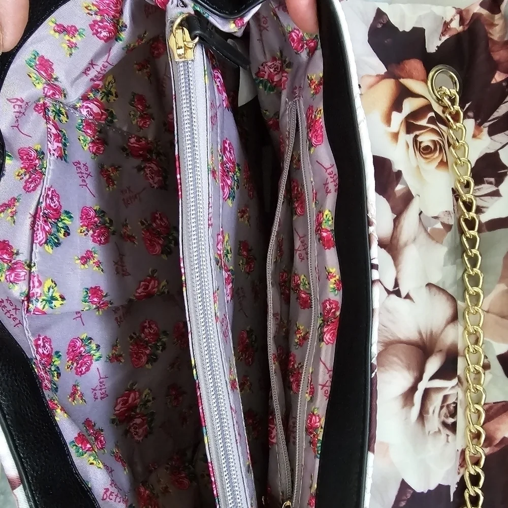 Betsey Johnson Quilted Floral Chain Strap Bag
